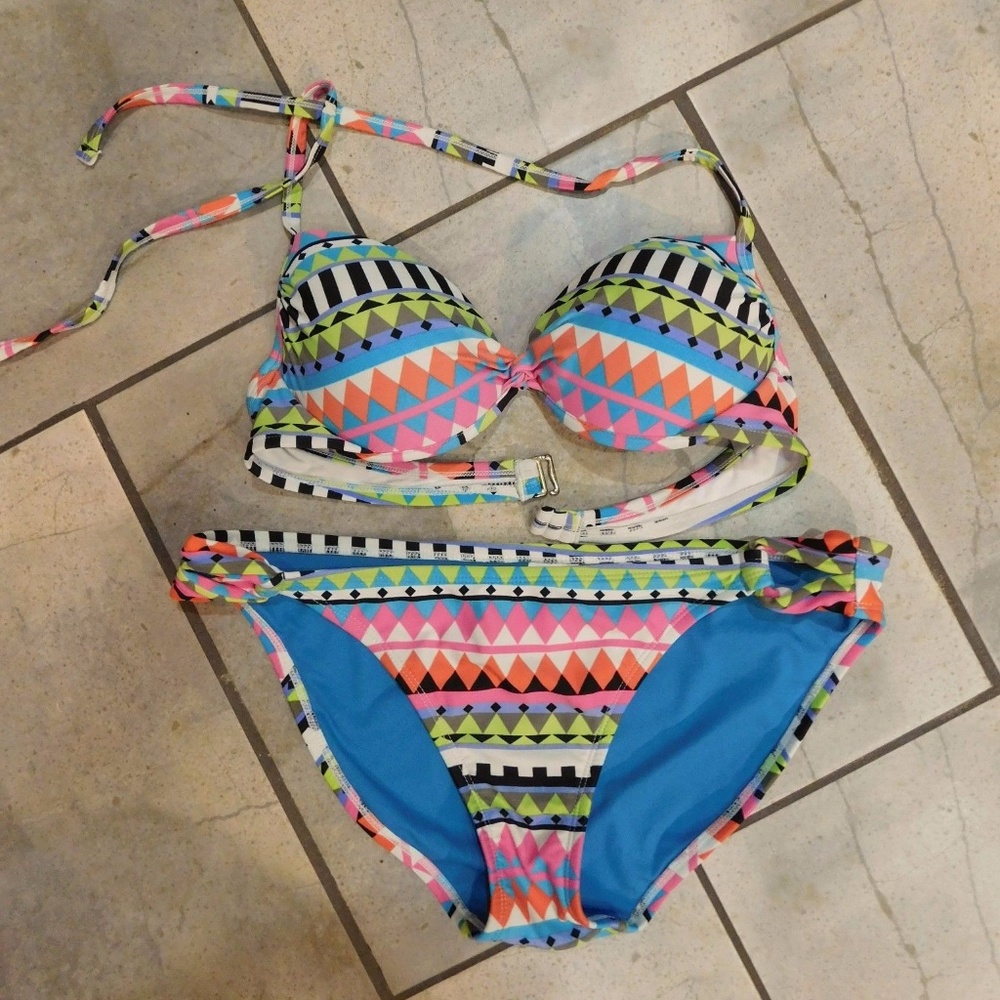 Xhilaration Colorful Print Bikini Swim Suit M/  L